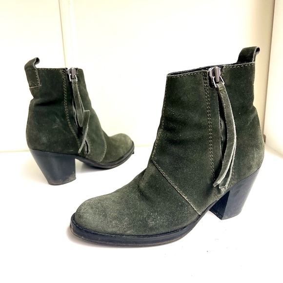 Acne Studios Pistol Suede Ecru Boot 37 Leather Women 7M Fringe Ankle Booties - Picture 2 of 9